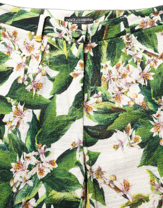 Pantalones cortos rectos con estampado floral blanco