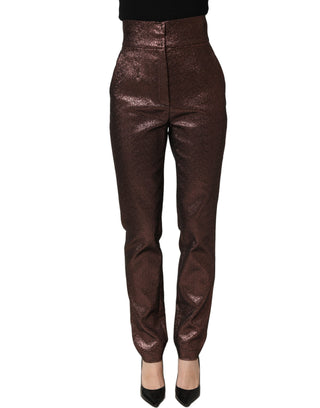 Metallic Brown High Waist Tapered Leg Pants