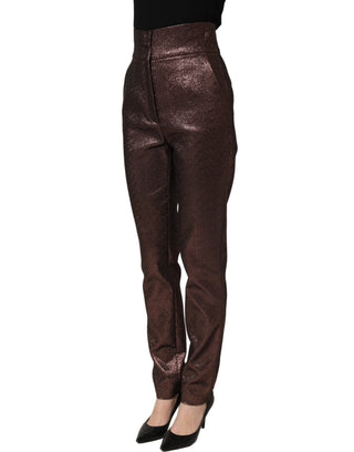 Metallic Brown High Waist Tapered Leg Pants