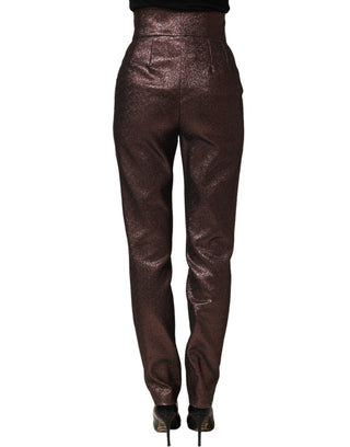 Metallic Brown High Waist Tapered Leg Pants