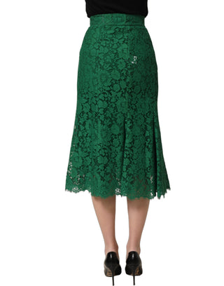 Green Lace High Waist Mermaid Midi Skirt