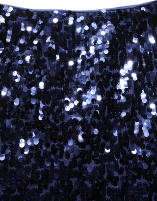 Blue Sequin High Waist PencilCut Midi Skirt