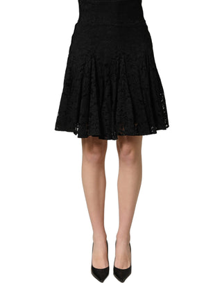 Black Floral Cut Out Lace A-line Mini Skirt