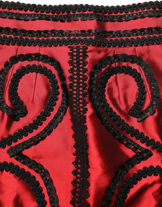 Red Soutache Embroidery A-line Mini Skirt