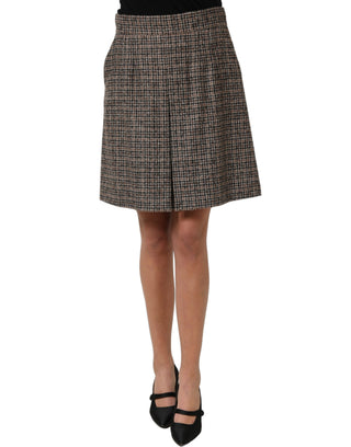 Brown Tweed High Waist A-line Mini Skirt