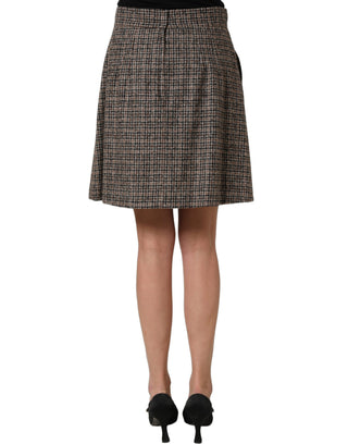 Brown Tweed High Waist A-line Mini Skirt