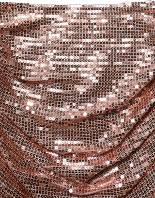 Rose Gold Sequin High Waist Ruched Maxi Skirt