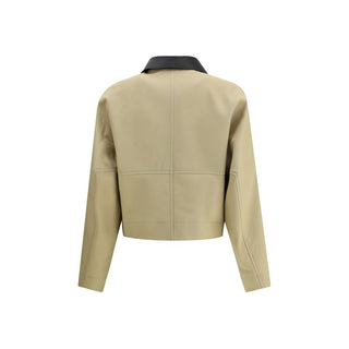 Beige Cotton Leather Jacket