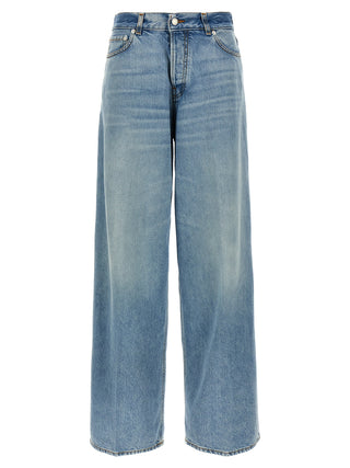 Blue Cotton Straight-Leg Jeans