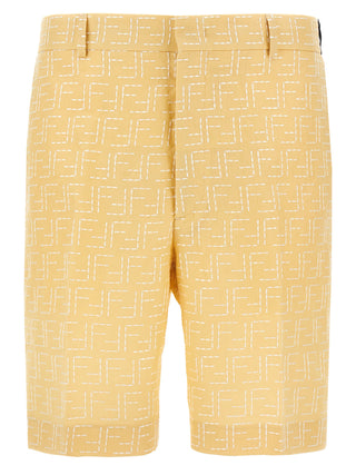 Bicolor Linen Bermuda Shorts
