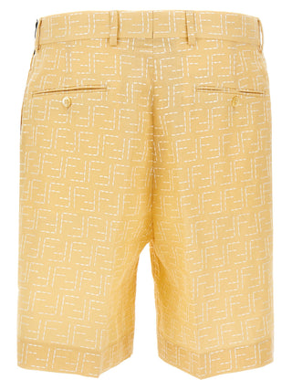Bicolor Linen Bermuda Shorts