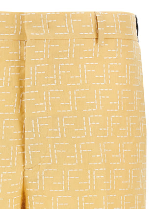 Bicolor Linen Bermuda Shorts
