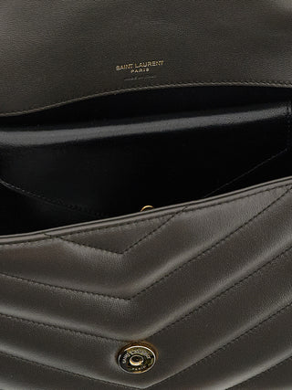 Bolso de hombro de piel de cordero marrón  