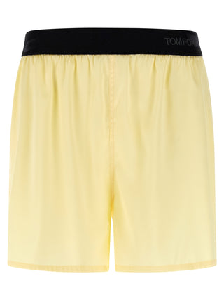 Bicolor Silk Bermuda Shorts