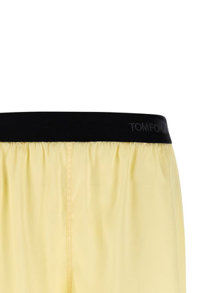 Bicolor Silk Bermuda Shorts