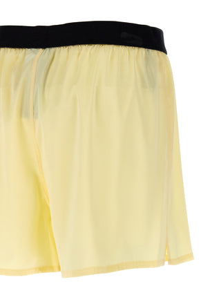 Bicolor Silk Bermuda Shorts
