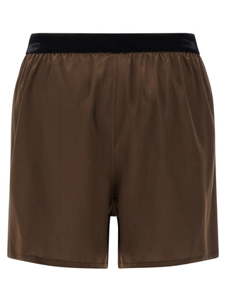 Brown Silk Bermuda Shorts