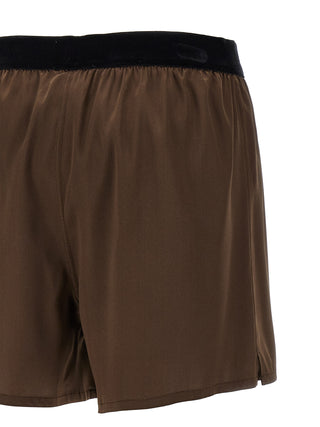Brown Silk Bermuda Shorts