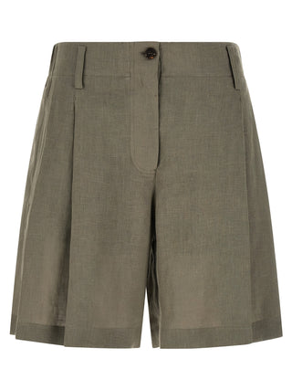 Bicolor Linen Bermuda Shorts