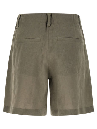 Bicolor Linen Bermuda Shorts