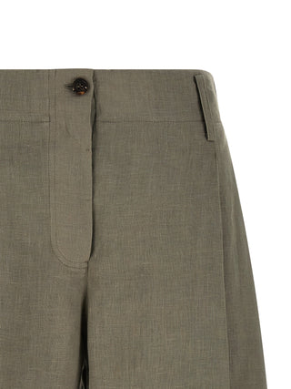 Bicolor Linen Bermuda Shorts