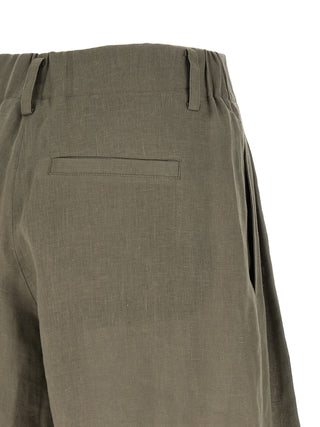 Bicolor Linen Bermuda Shorts