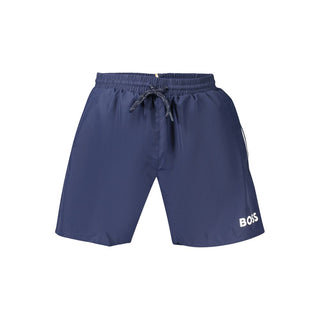 Blue Polyester Men's Swimwear