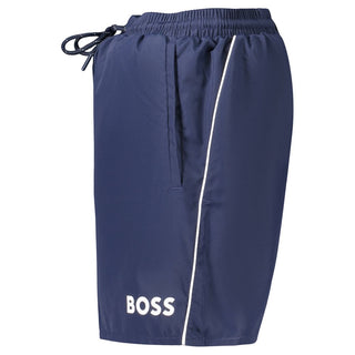 Blue Polyester Men's Swimwear