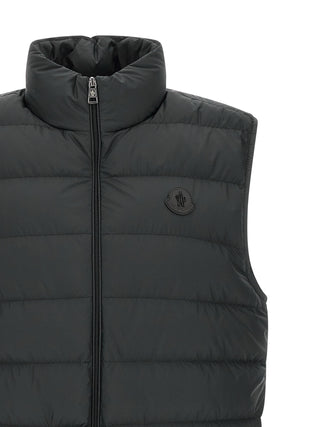 Black Polyester Sleeveless Jacket