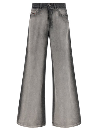 Gray Cotton Flared Jeans