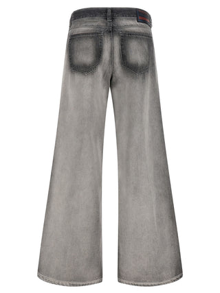 Gray Cotton Flared Jeans