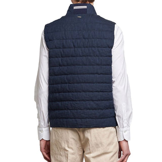 Blue Linen Sleeveless Jacket