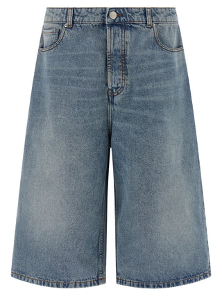 Blue Cotton Bermuda Shorts