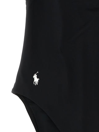 Traje de baño de una pieza negro de nailon
