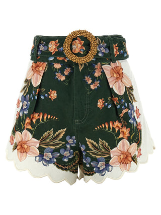 Bicolor Linen Bermuda Shorts