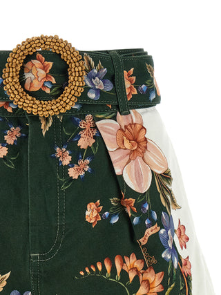 Bicolor Linen Bermuda Shorts