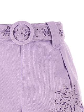 Purple Linen Bermuda Shorts