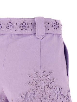 Purple Linen Bermuda Shorts