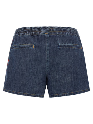 Blue Cotton Bermuda Shorts