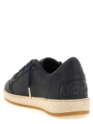 Blue Cowhide Low Top Sneakers