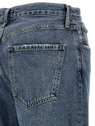 Jeans azules de algodón recortados