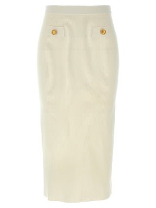 White Wool Midi Skirt