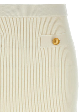 Falda midi de lana blanca