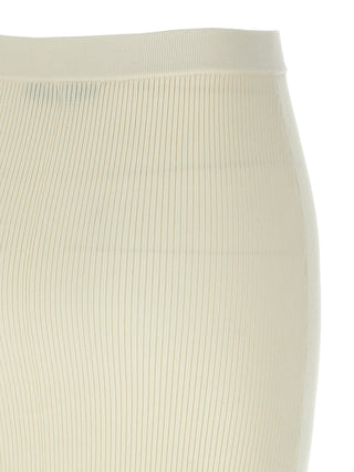 Falda midi de lana blanca