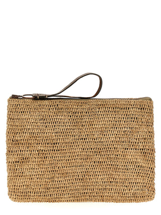 Bolso clutch beige de rafia