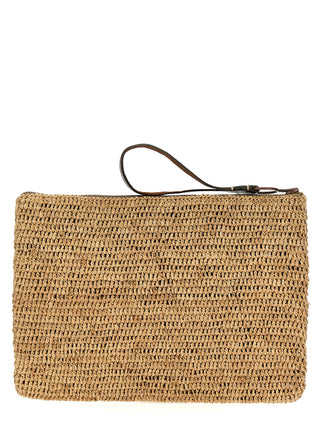 Bolso clutch beige de rafia