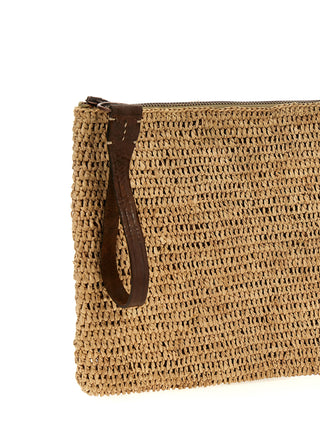 Bolso clutch beige de rafia
