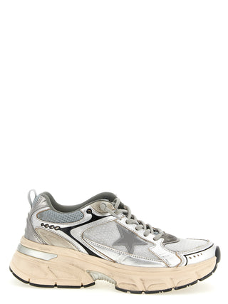 Silver Leather Chunky Sneakers