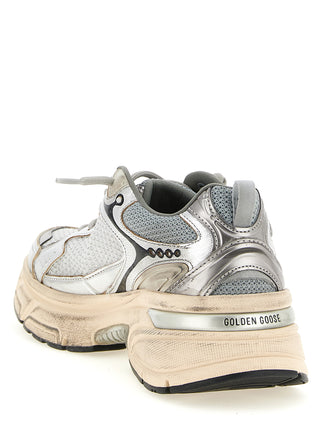 Silver Leather Chunky Sneakers