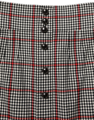 Gray Checkered High Waist A-line Mini Skirt